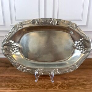 Furo Ceramica Argentina Hammered Metal Small Serving Tray Grape Motif